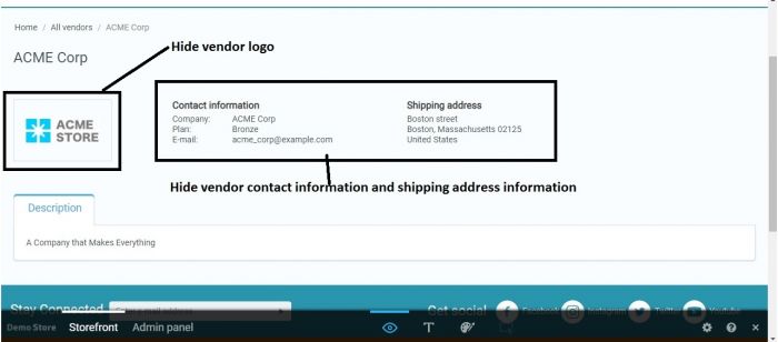 how to hide vendor contact information