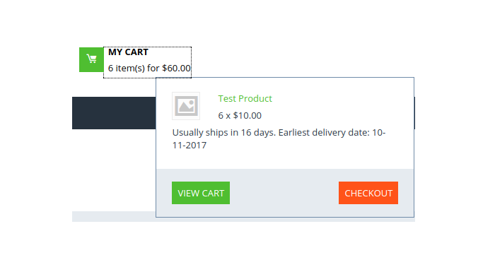 Product lead time cart dropdown