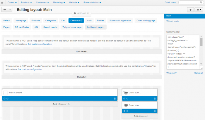 Checkout in Admin Panel