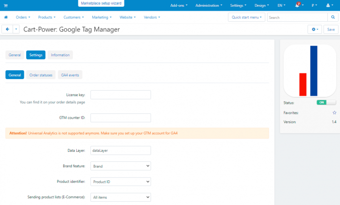 Google Tag Manager: Settings general