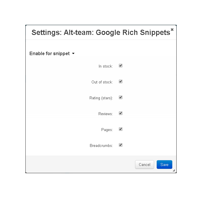 Alt-team Google Rich Snippets settings